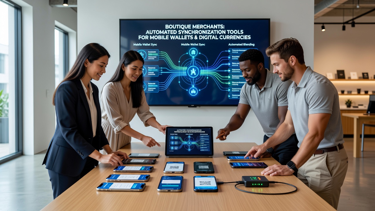 Close-up of automated synchronization interface displaying mobile wallet and digital currency transaction logs with compliance markers