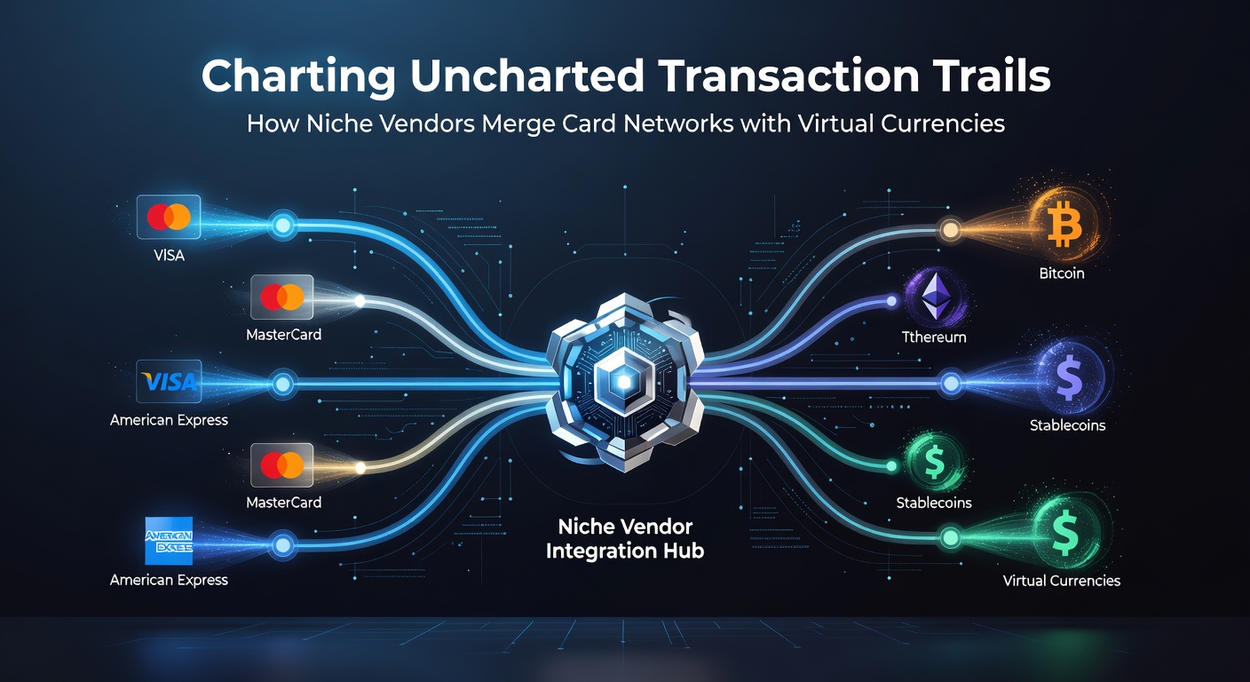 Detailed view of transaction routing between card processors and virtual currency exchanges in real-time merchant dashboards