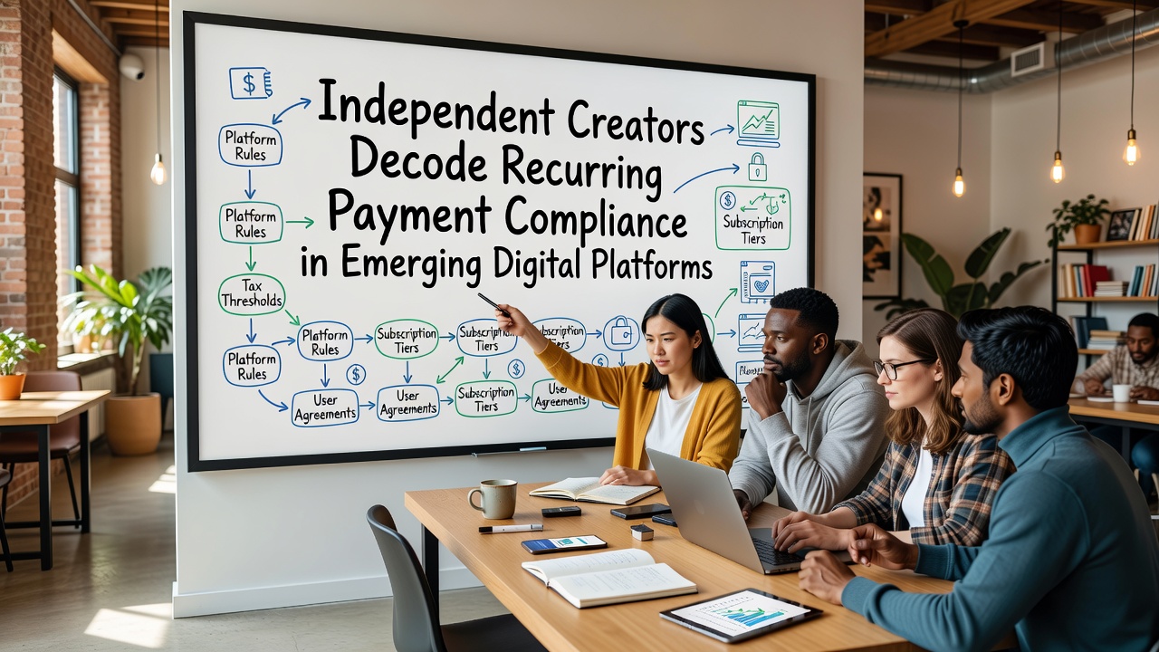 Independent creators reviewing compliance dashboards on emerging digital platforms