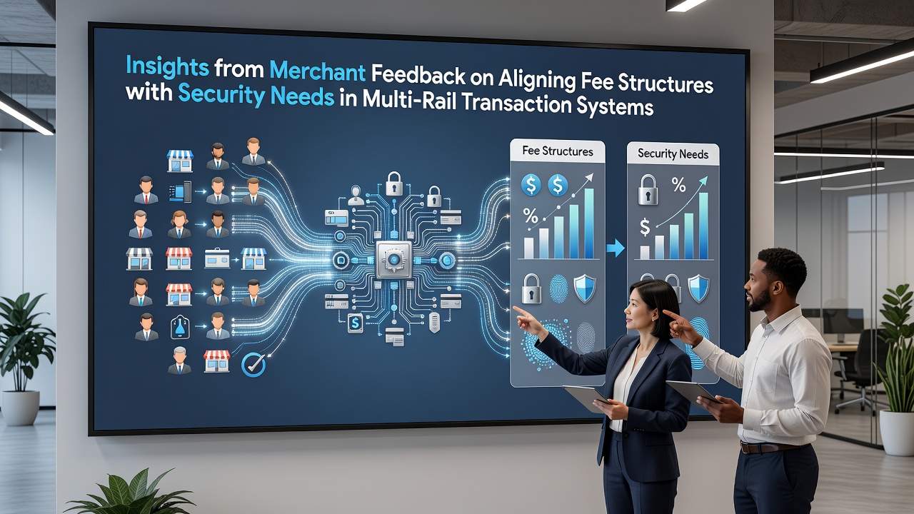 Merchants reviewing transaction data across multiple payment rails in a secure processing environment