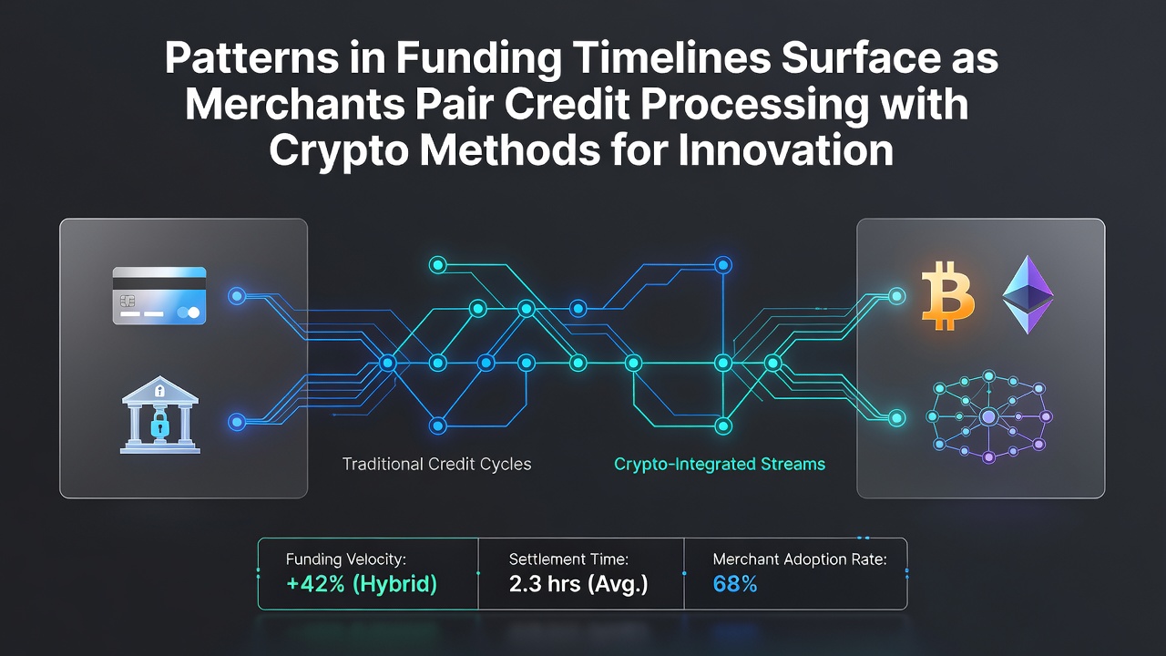 Dashboard view showing blended credit and crypto funding timelines used for inventory management decisions